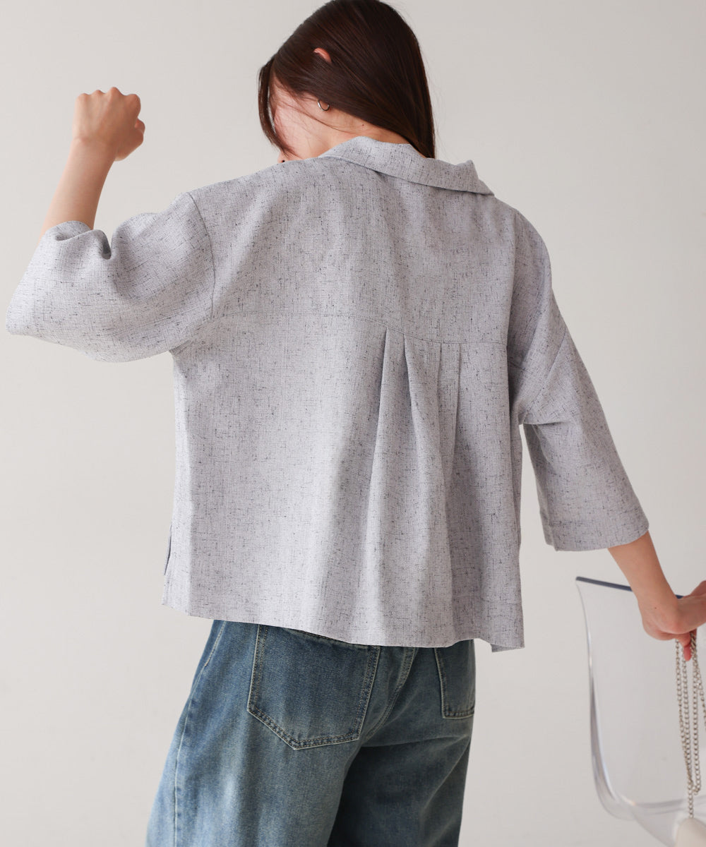 オープンカラーハーフスリーブシャツ