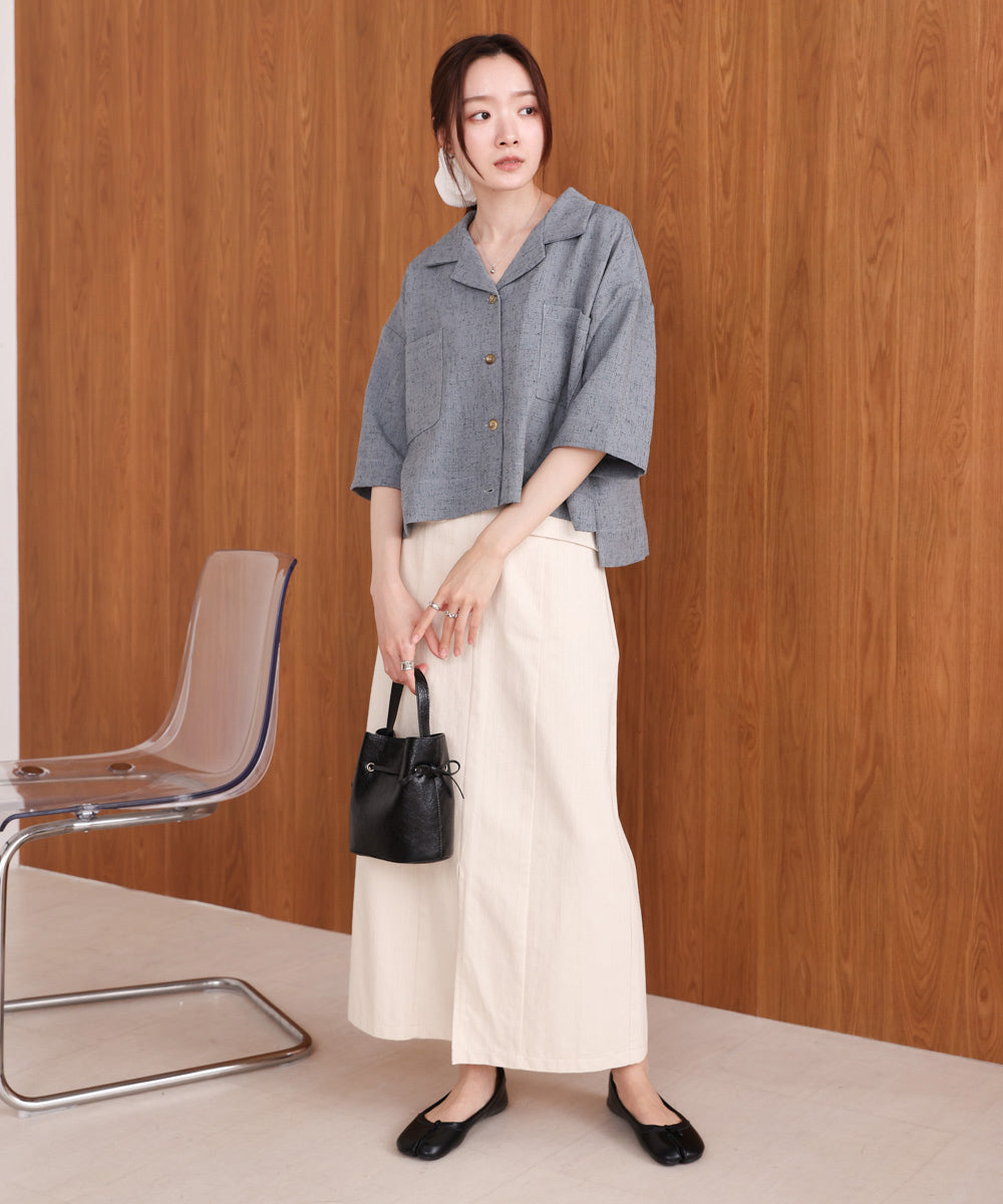 オープンカラーハーフスリーブシャツ