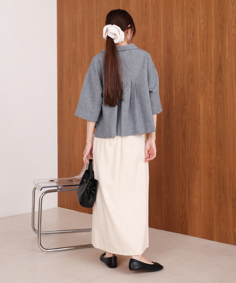 オープンカラーハーフスリーブシャツ