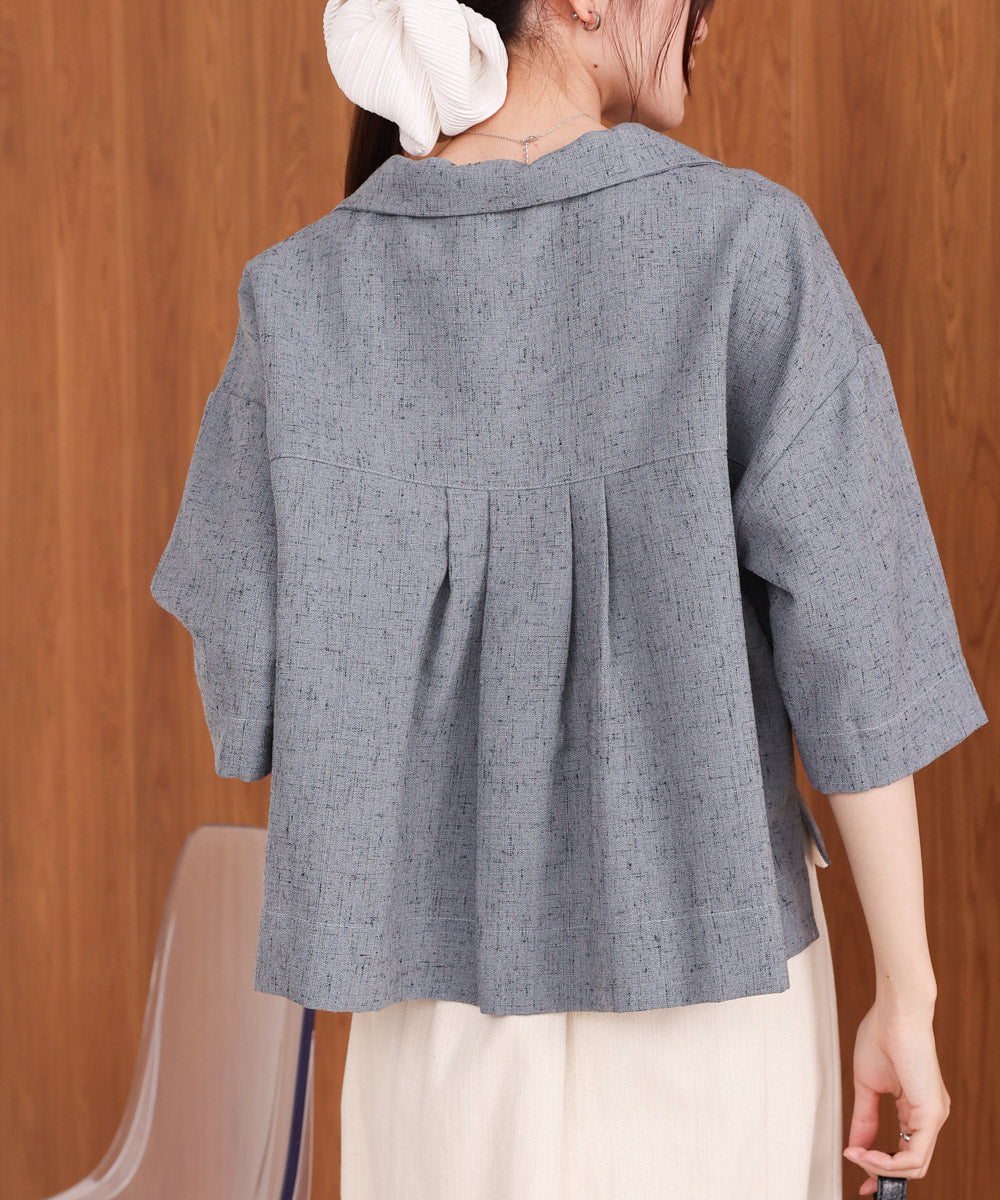 オープンカラーハーフスリーブシャツ