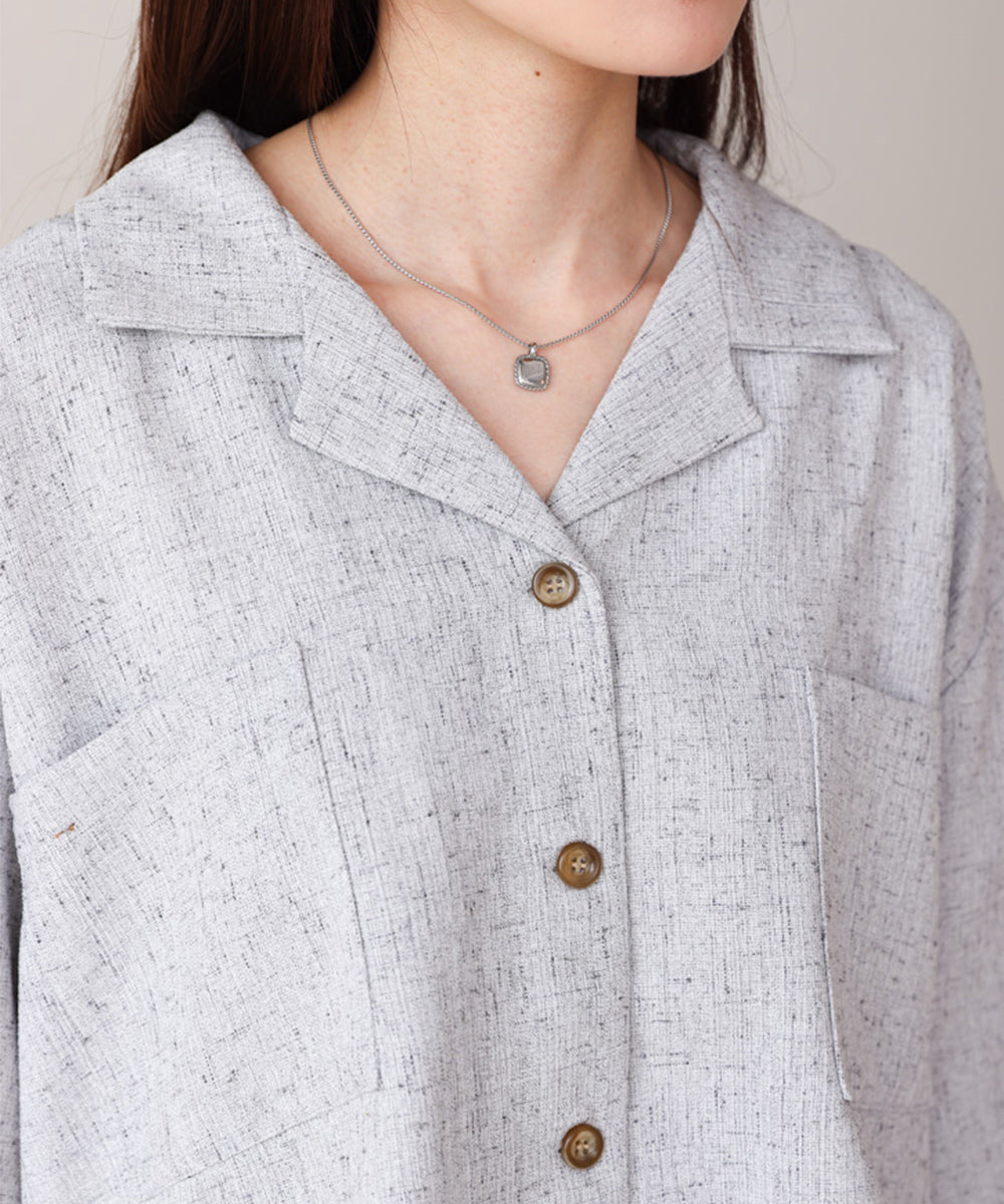 オープンカラーハーフスリーブシャツ