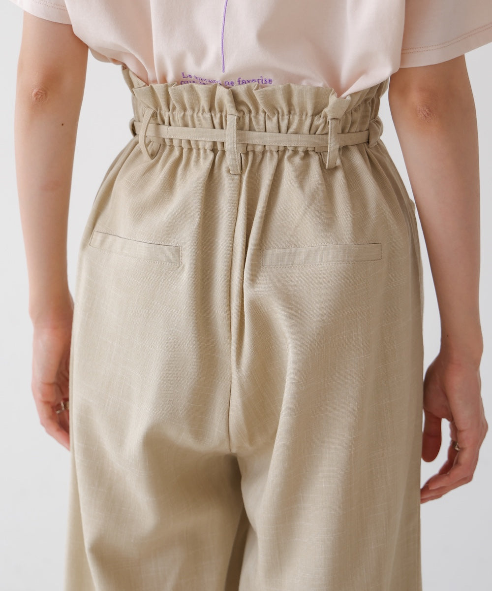リネンライクウエストギャザーパンツ