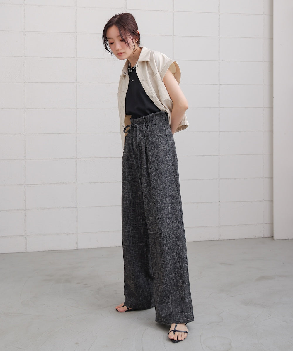 リネンライクウエストギャザーパンツ