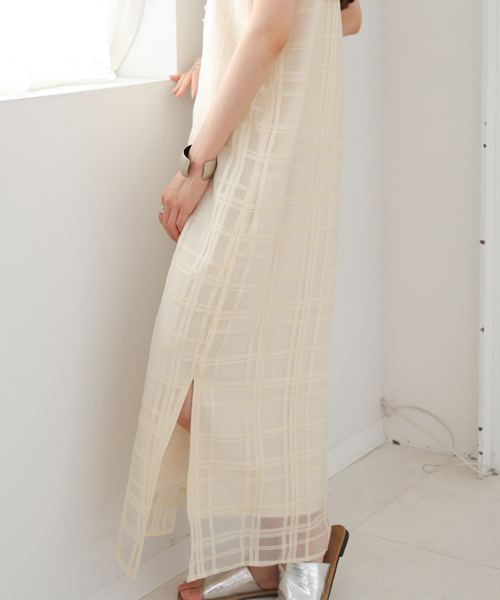 シアーチェックキャミワンピース