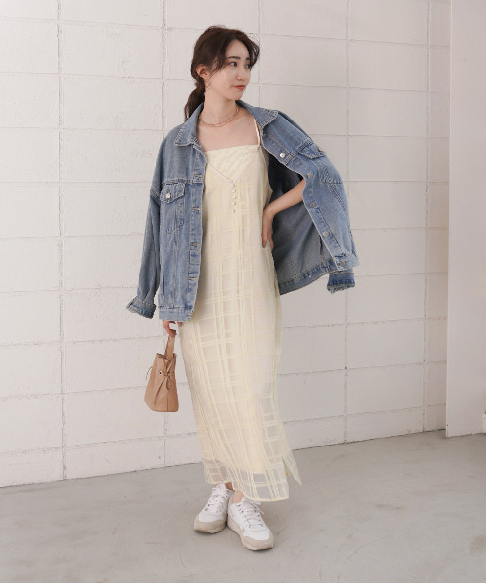 シアーチェックキャミワンピース