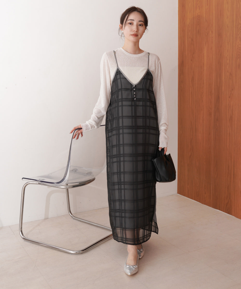 シアーチェックキャミワンピース