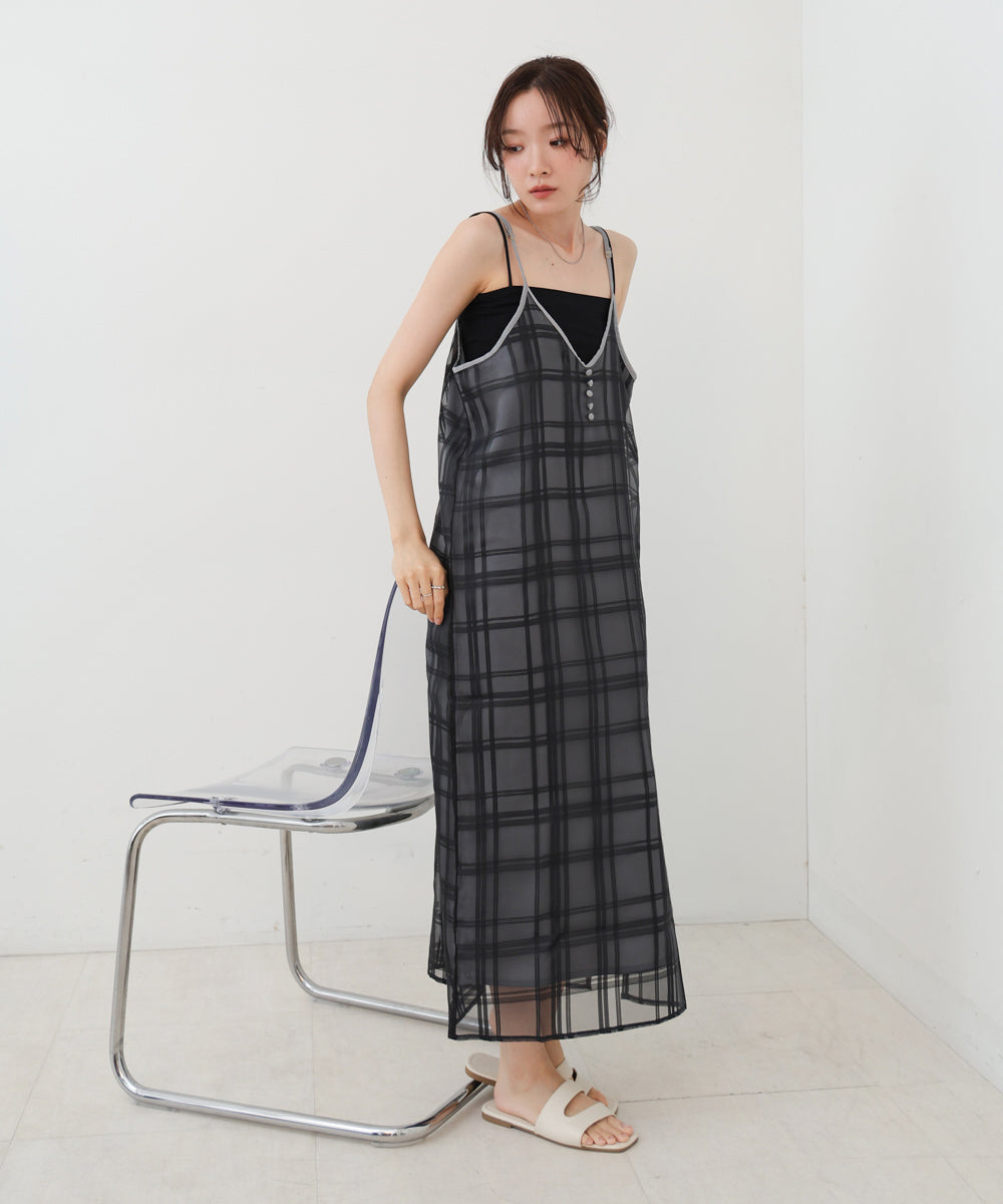シアーチェックキャミワンピース