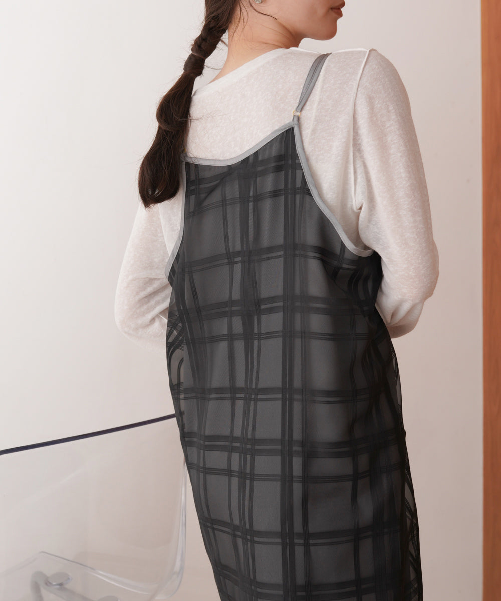 シアーチェックキャミワンピース