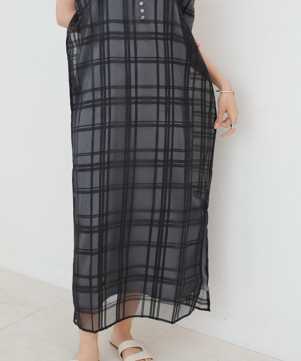 シアーチェックキャミワンピース