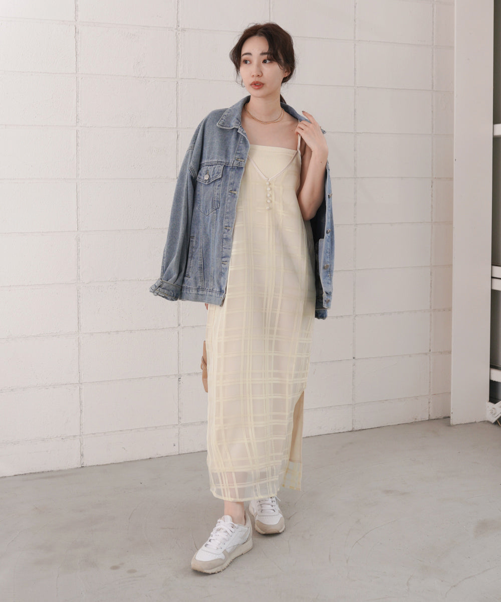 シアーチェックキャミワンピース