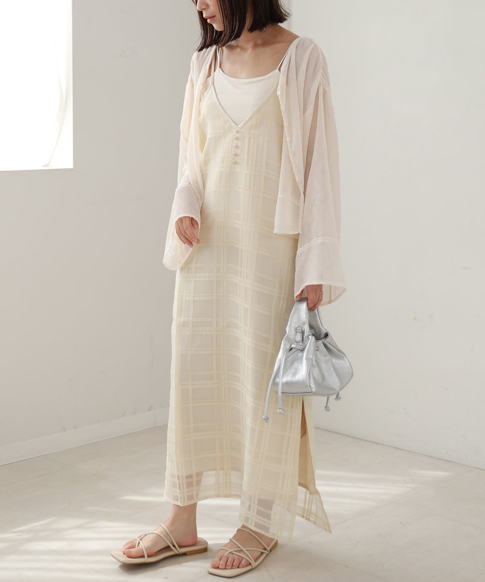 シアーチェックキャミワンピース