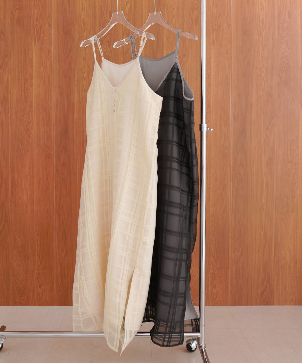 シアーチェックキャミワンピース