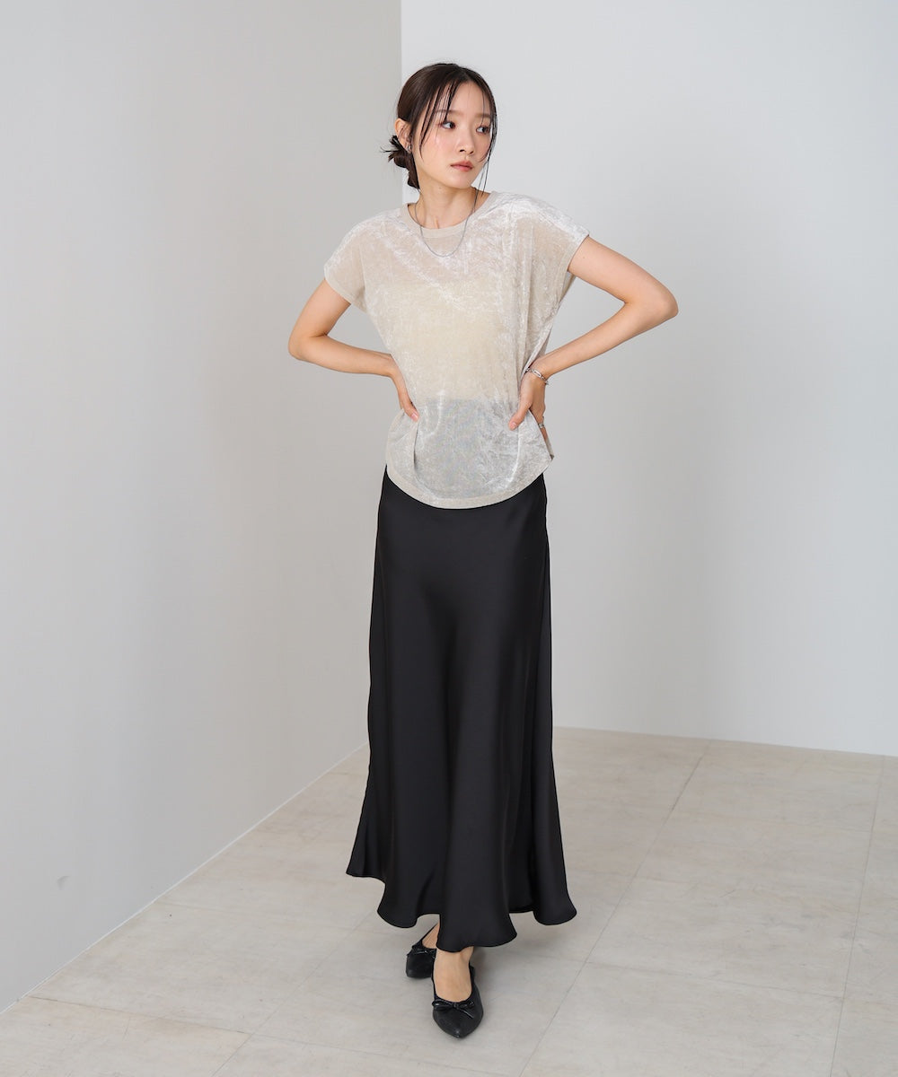 【新色追加】シアーベロアフレンチスリーブカットソー