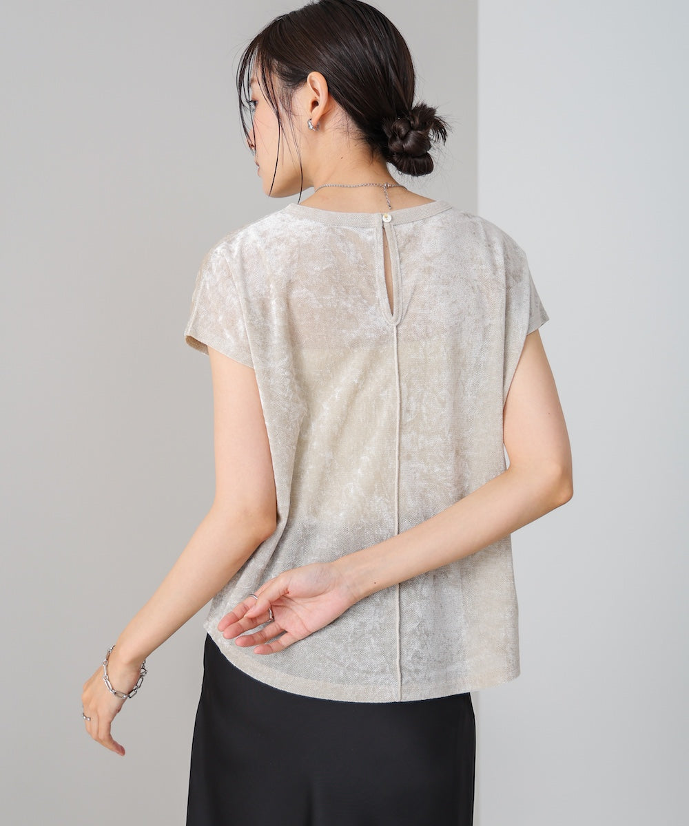 【新色追加】シアーベロアフレンチスリーブカットソー