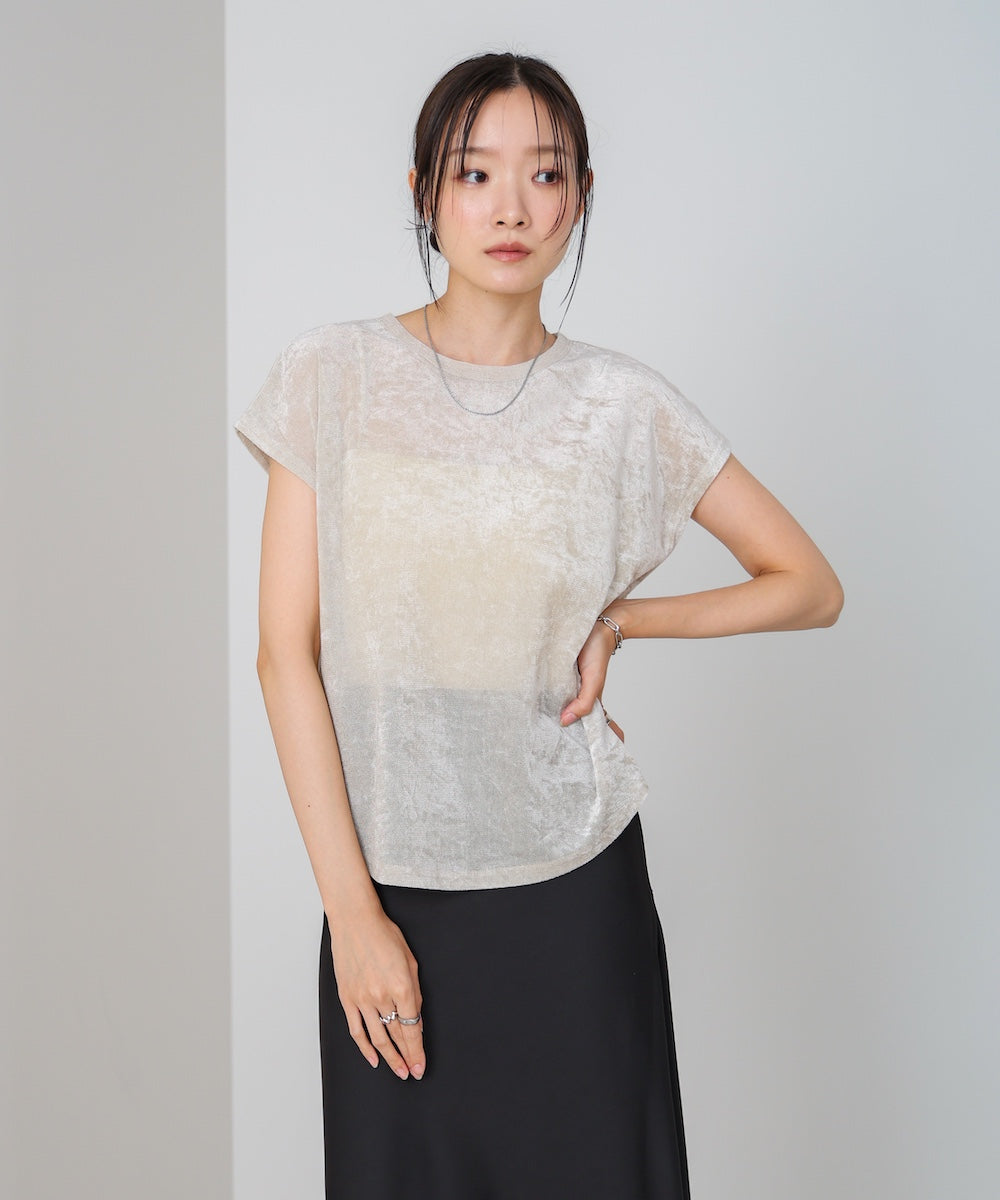 【新色追加】シアーベロアフレンチスリーブカットソー