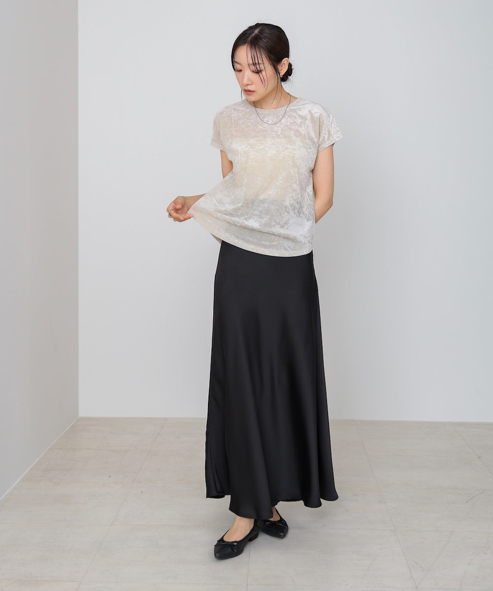 【新色追加】シアーベロアフレンチスリーブカットソー