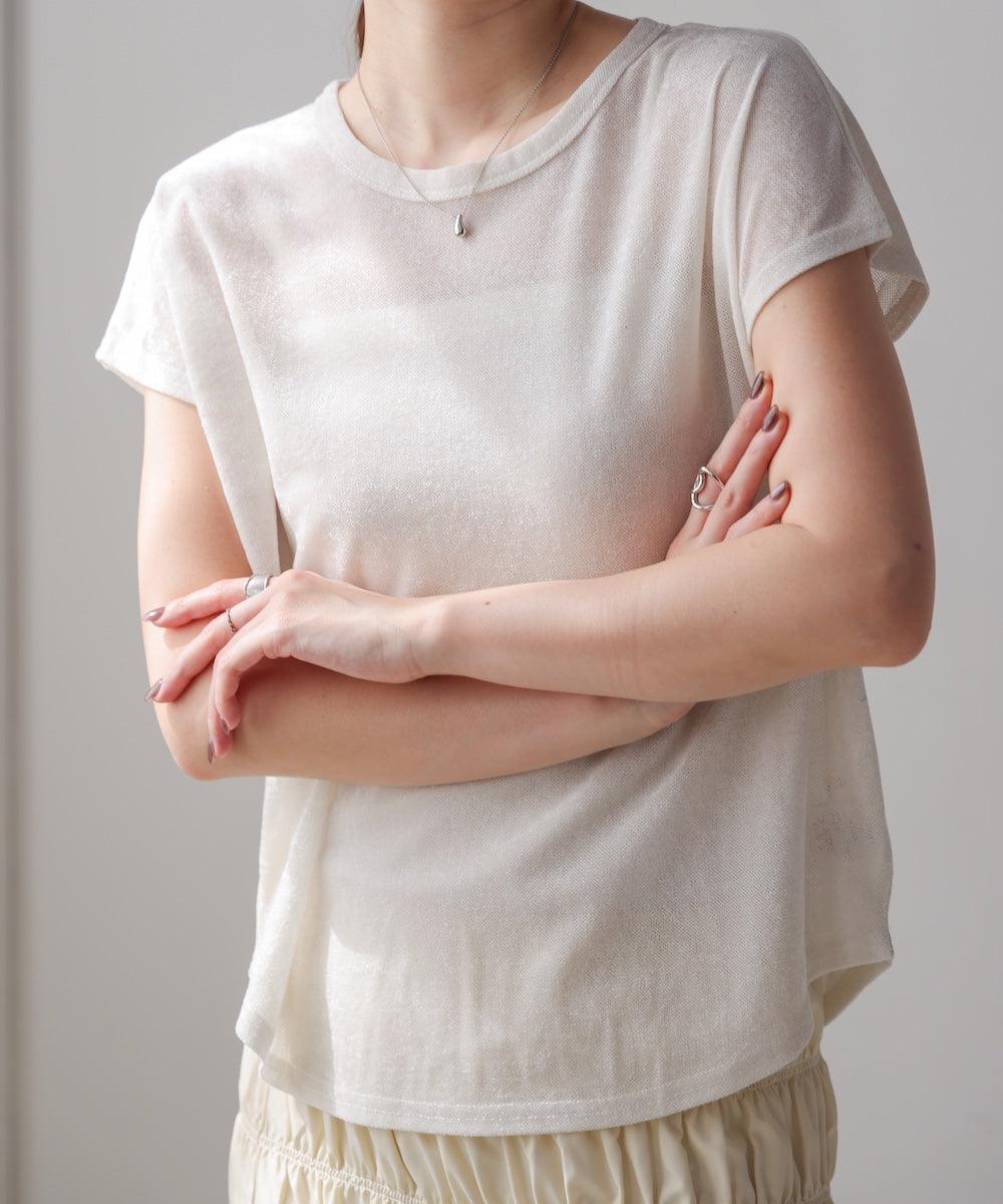 【新色追加】シアーベロアフレンチスリーブカットソー