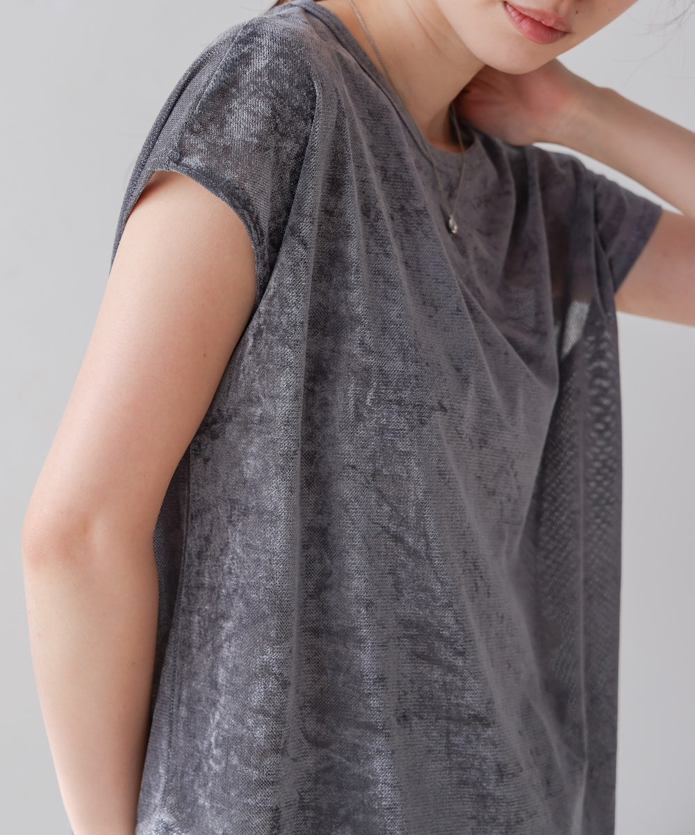 【新色追加】シアーベロアフレンチスリーブカットソー