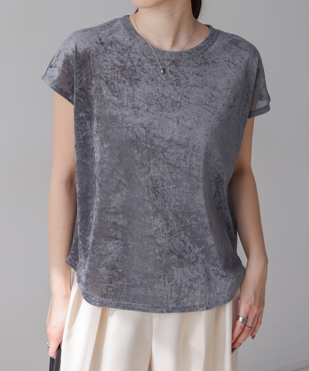 【新色追加】シアーベロアフレンチスリーブカットソー