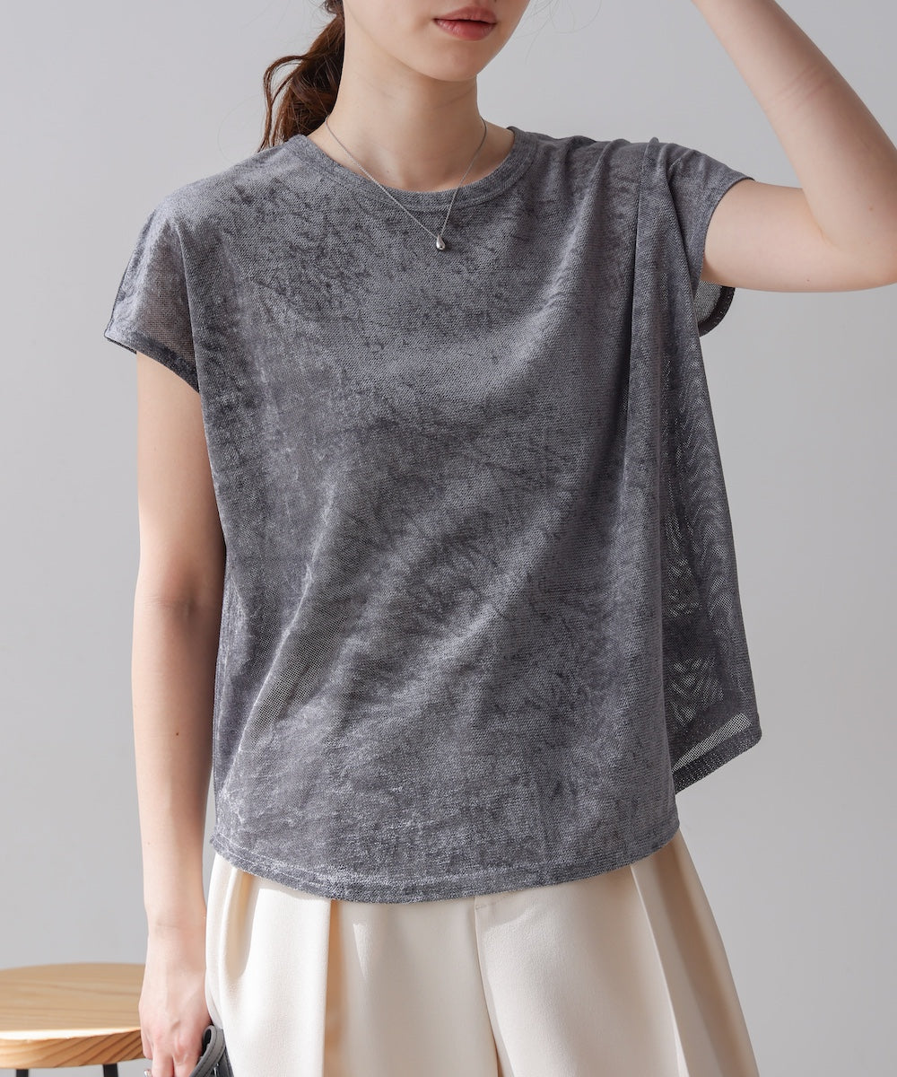 【新色追加】シアーベロアフレンチスリーブカットソー