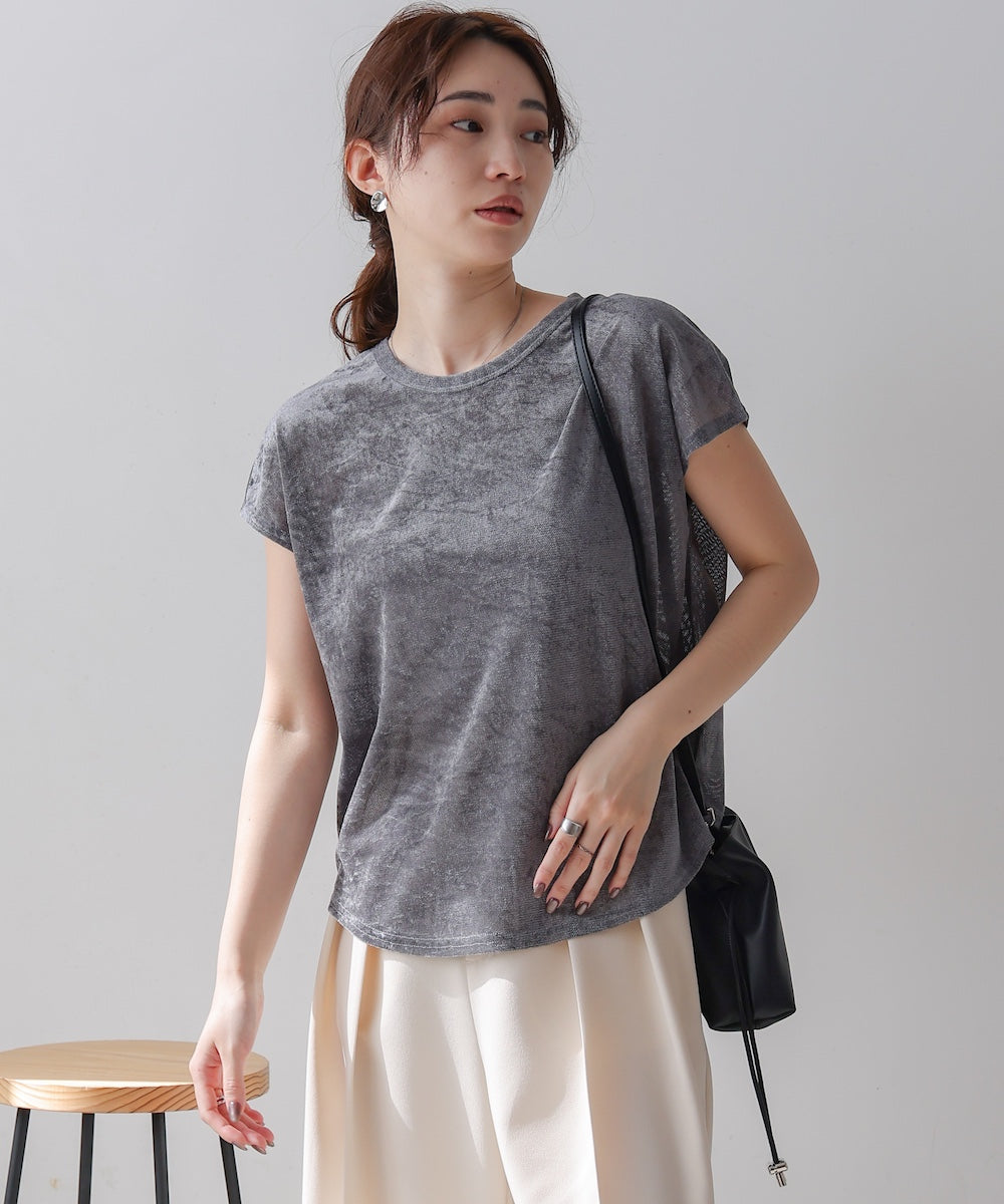 【新色追加】シアーベロアフレンチスリーブカットソー