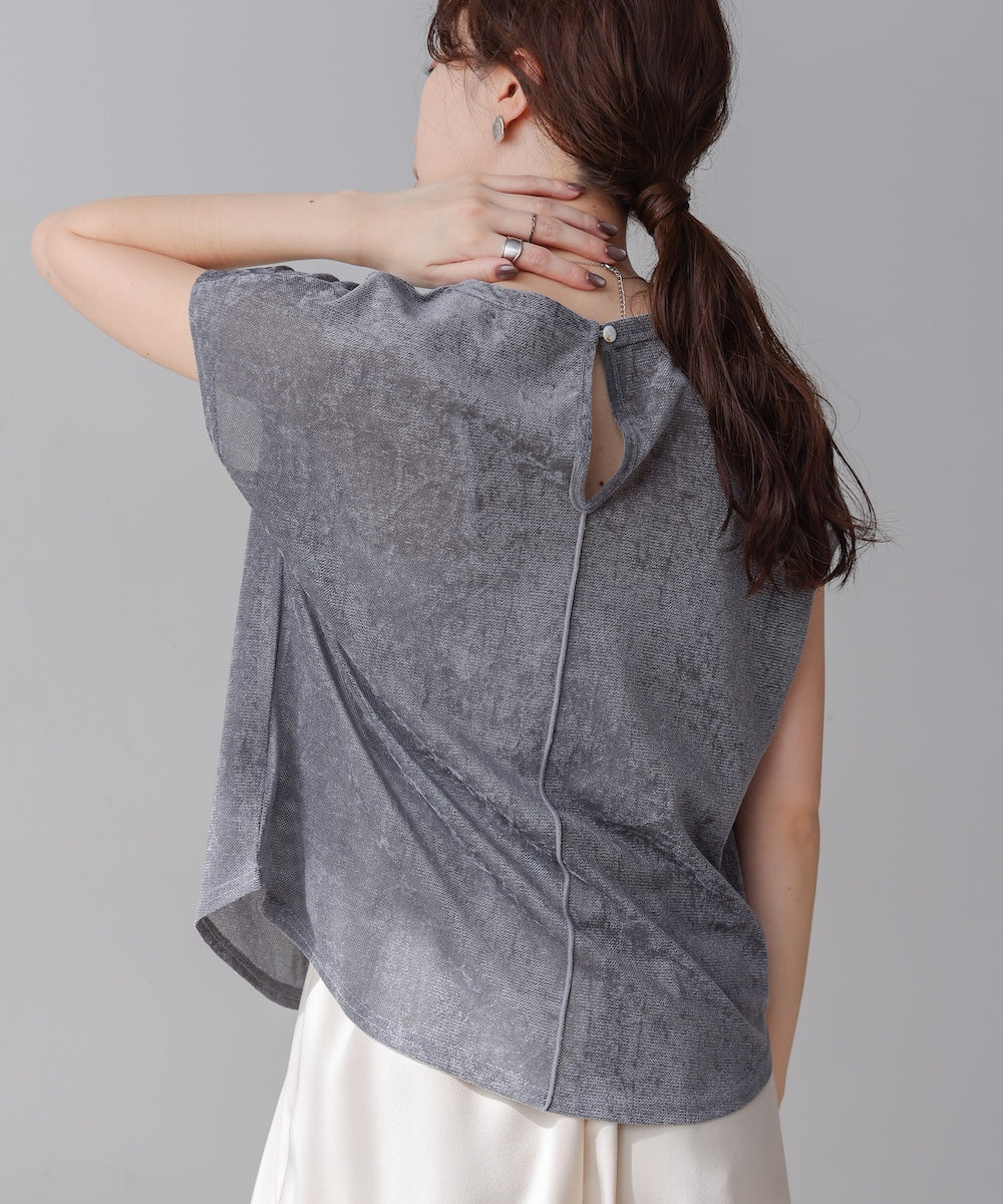 【新色追加】シアーベロアフレンチスリーブカットソー