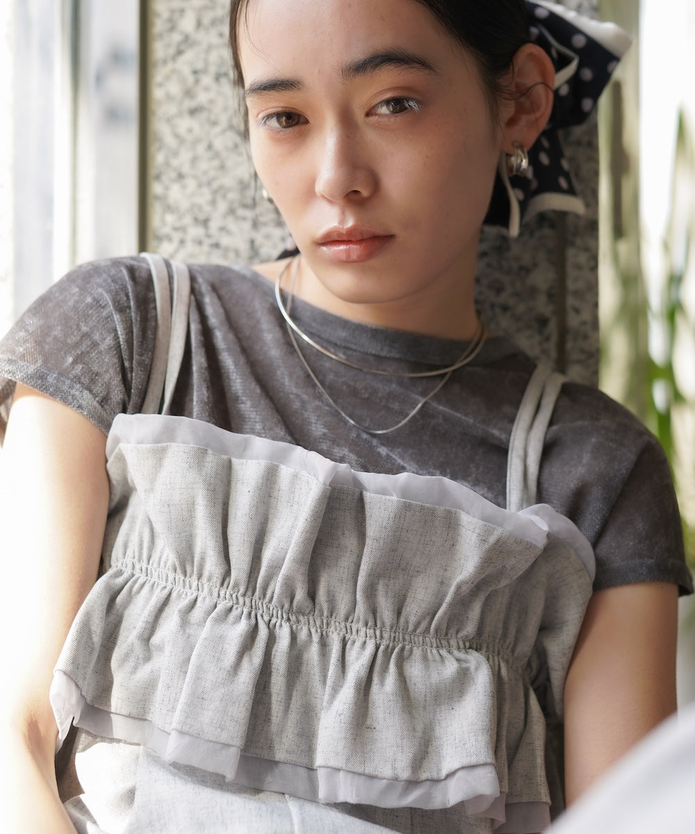 【新色追加】シアーベロアフレンチスリーブカットソー