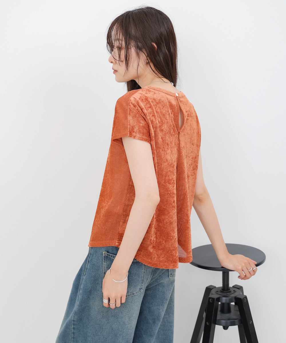【新色追加】シアーベロアフレンチスリーブカットソー