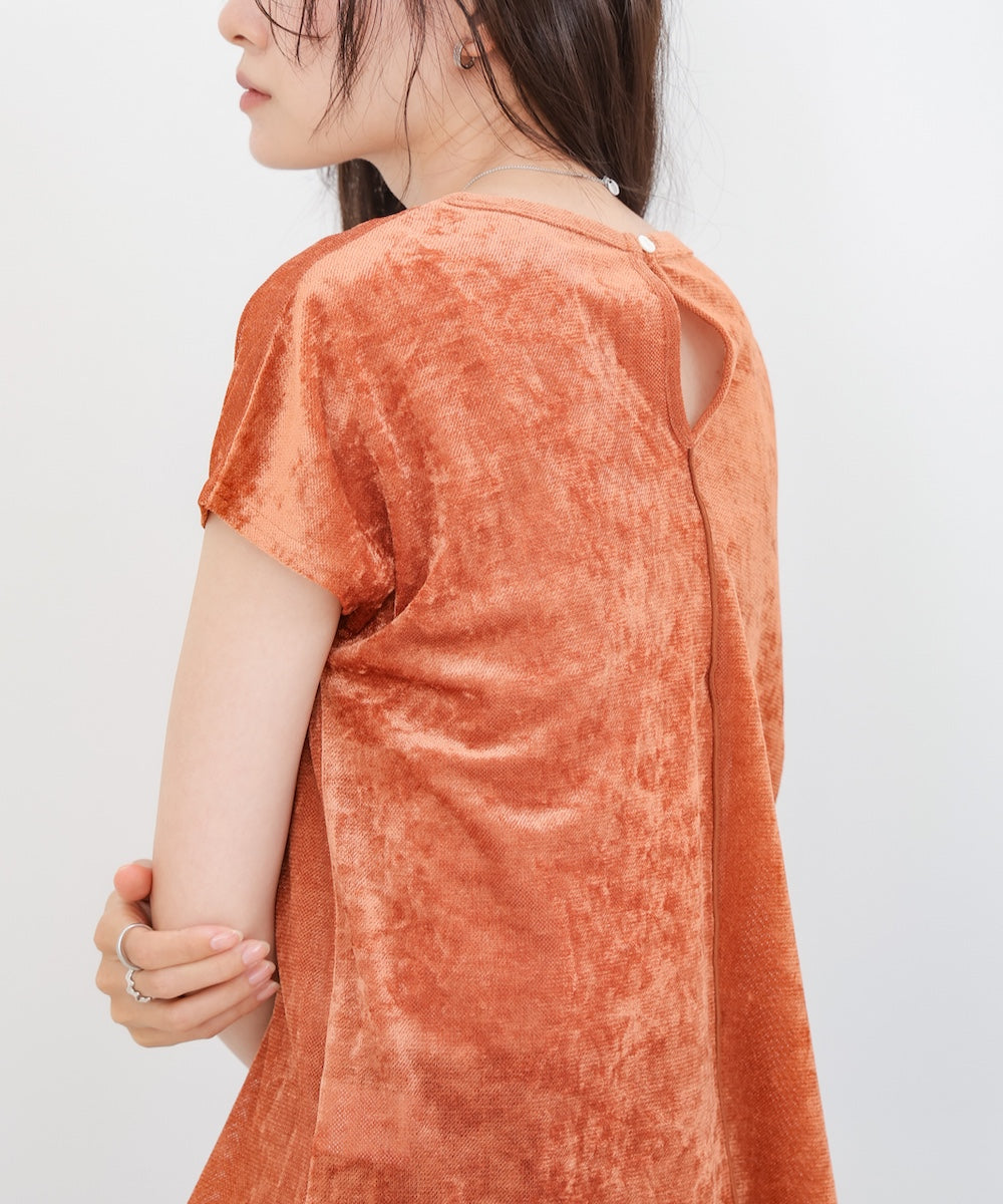 【新色追加】シアーベロアフレンチスリーブカットソー