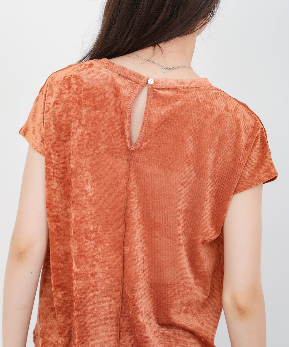 【新色追加】シアーベロアフレンチスリーブカットソー