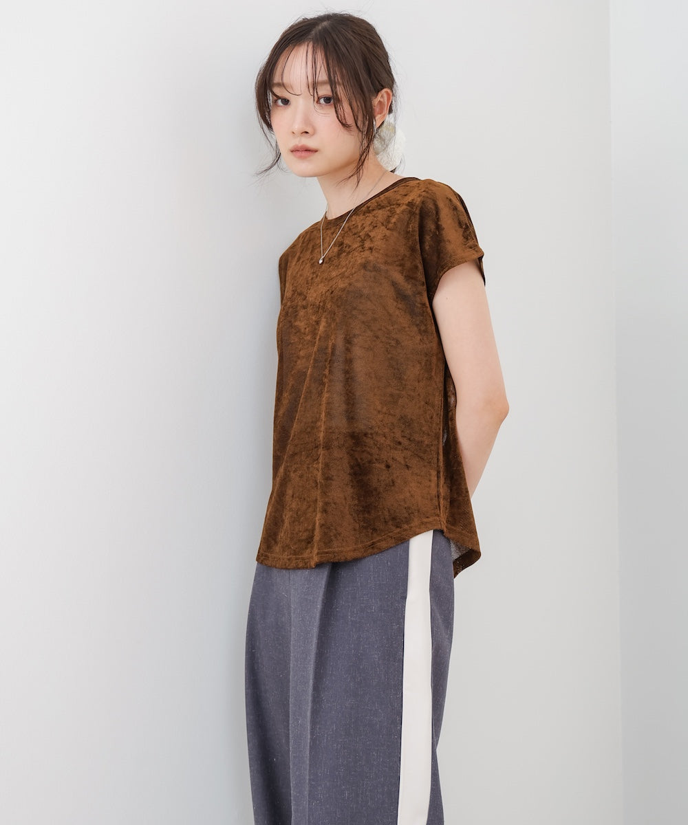 【新色追加】シアーベロアフレンチスリーブカットソー