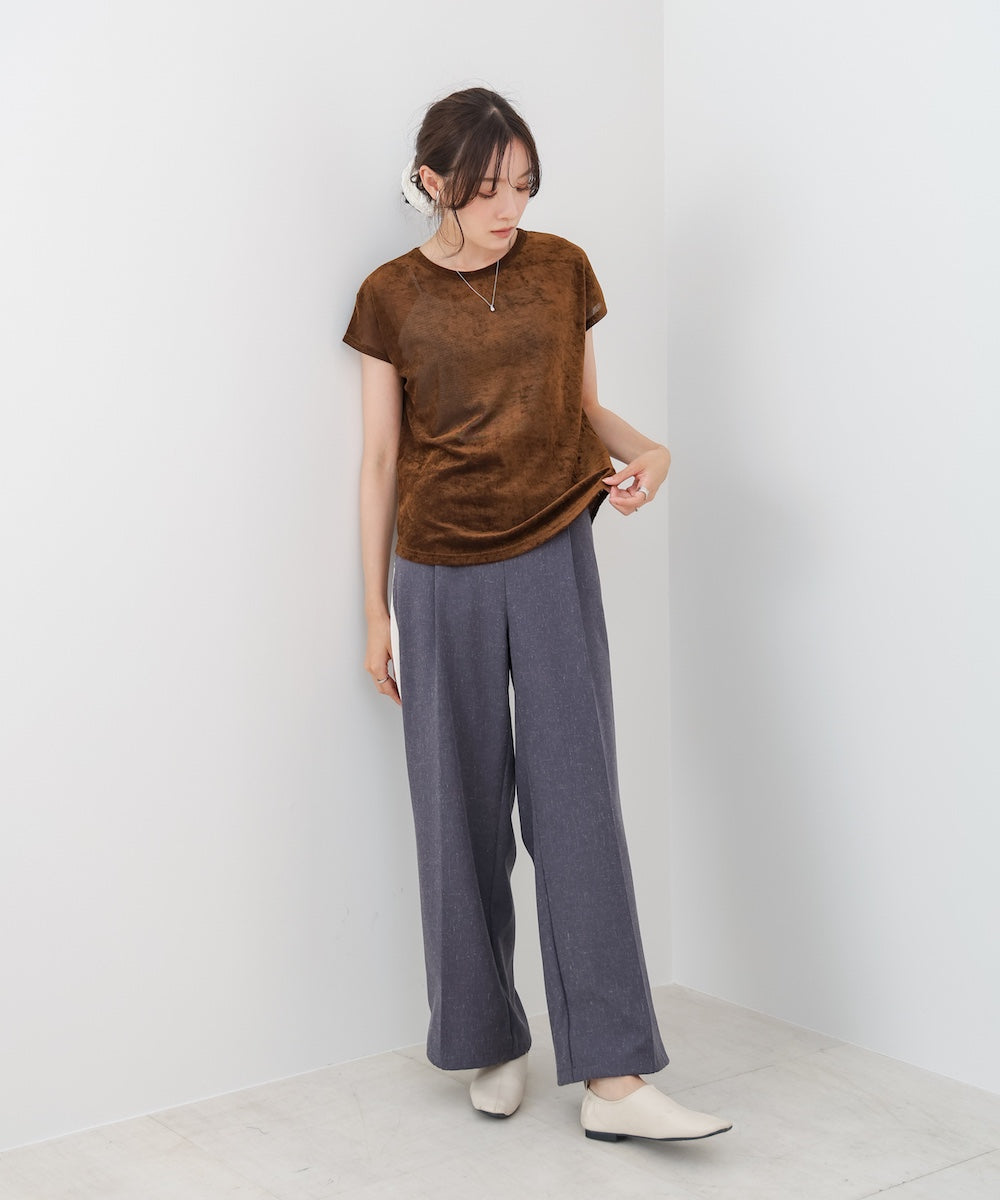 【新色追加】シアーベロアフレンチスリーブカットソー