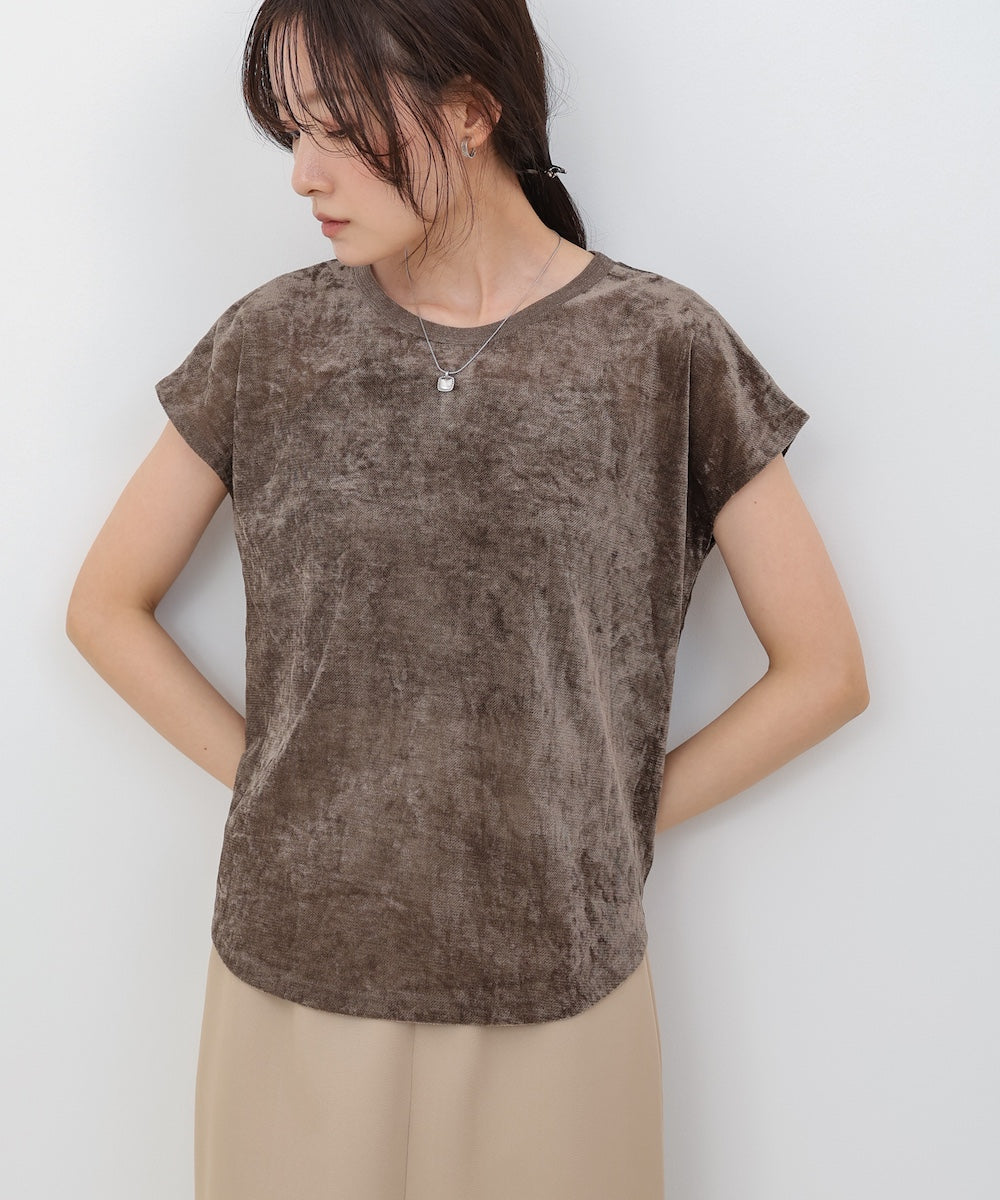 【新色追加】シアーベロアフレンチスリーブカットソー