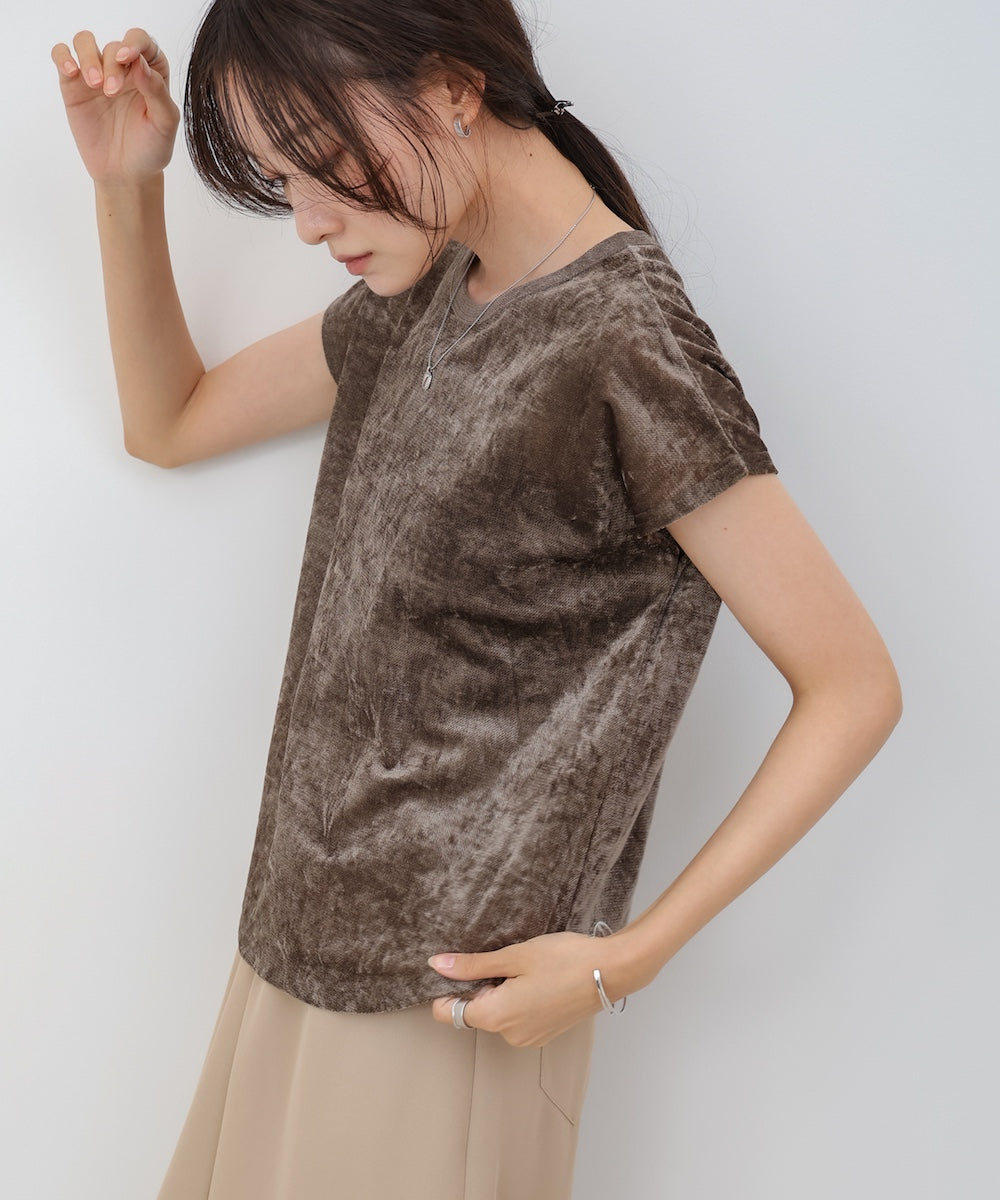 【新色追加】シアーベロアフレンチスリーブカットソー