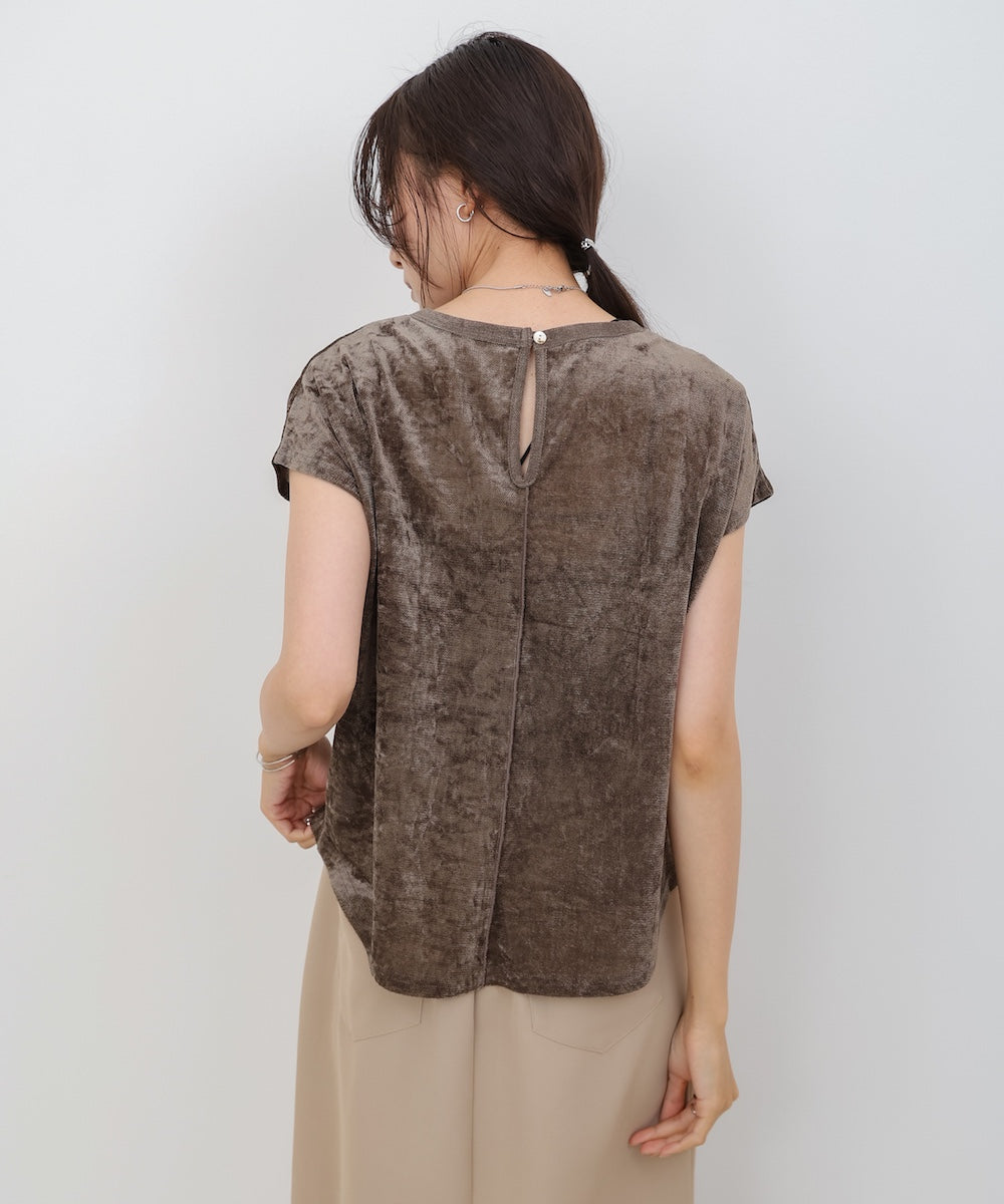 【新色追加】シアーベロアフレンチスリーブカットソー