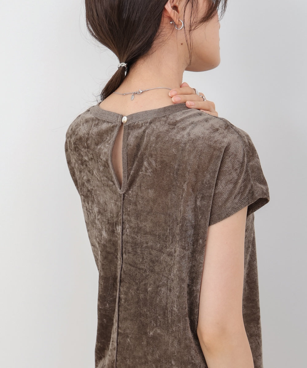 【新色追加】シアーベロアフレンチスリーブカットソー