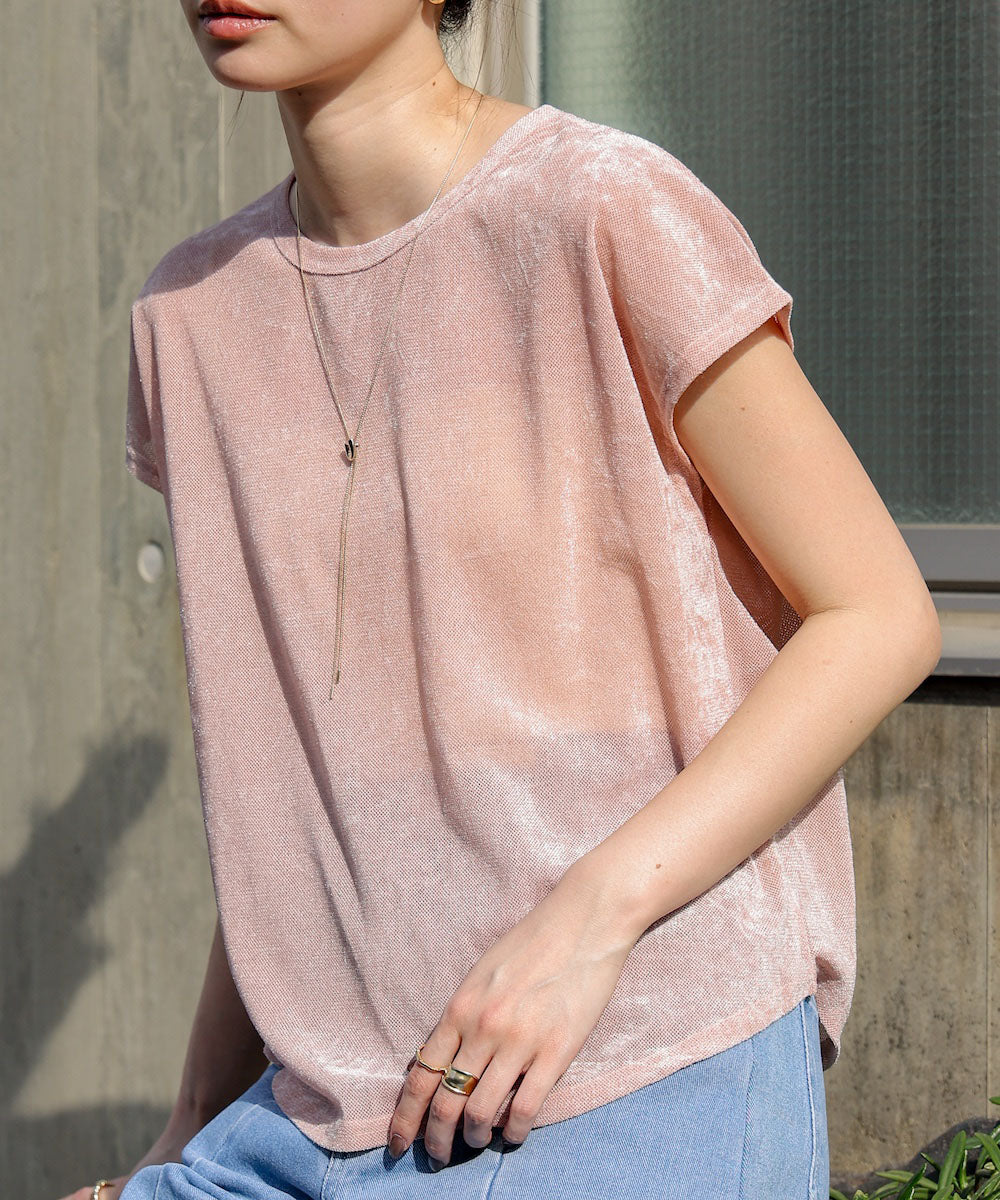 【新色追加】シアーベロアフレンチスリーブカットソー