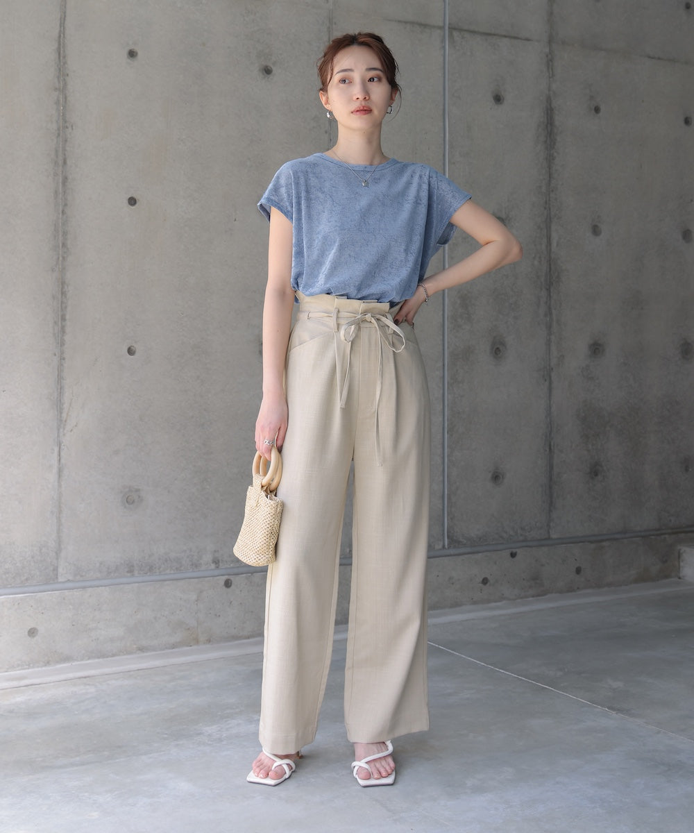 【新色追加】シアーベロアフレンチスリーブカットソー