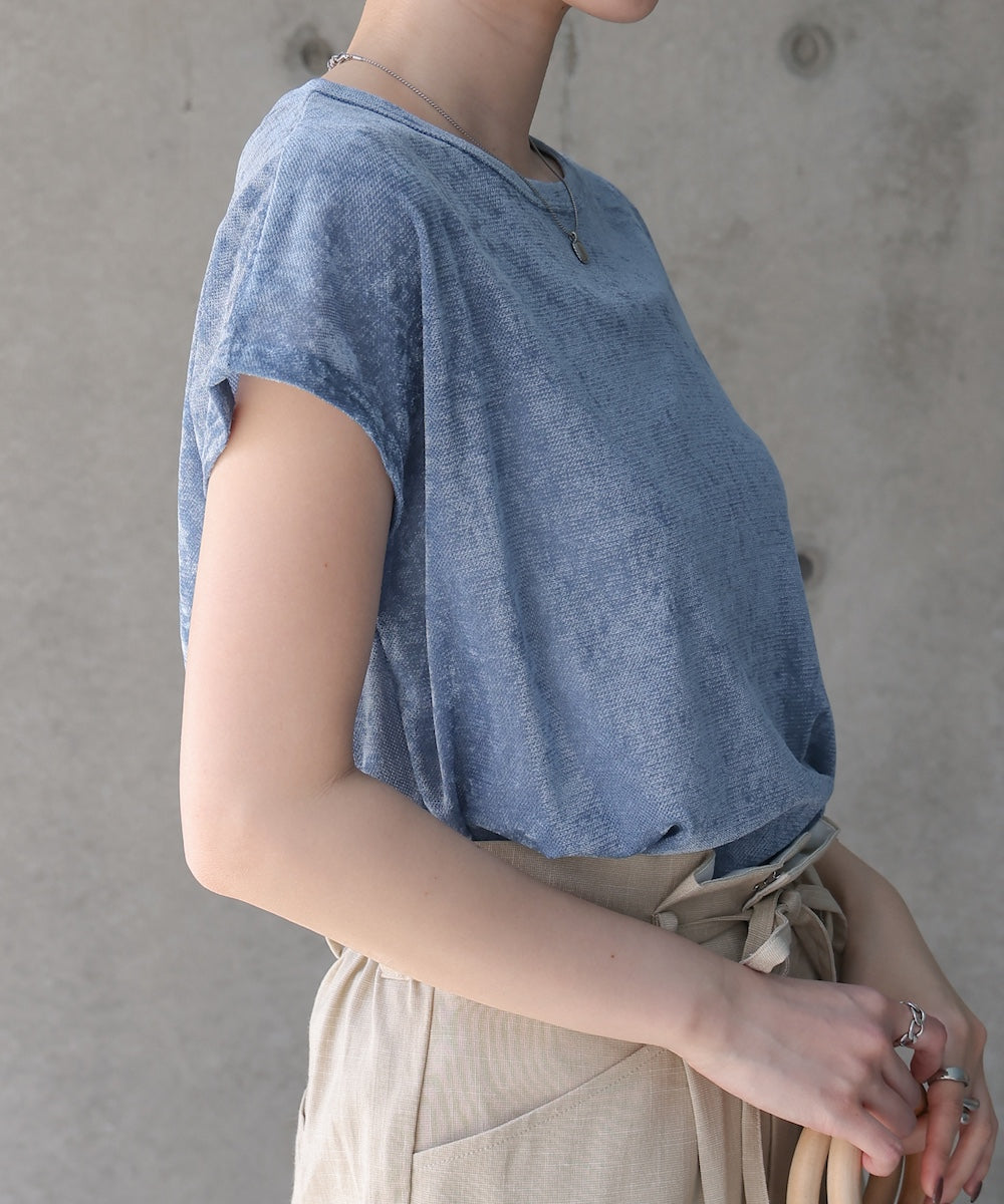 【新色追加】シアーベロアフレンチスリーブカットソー