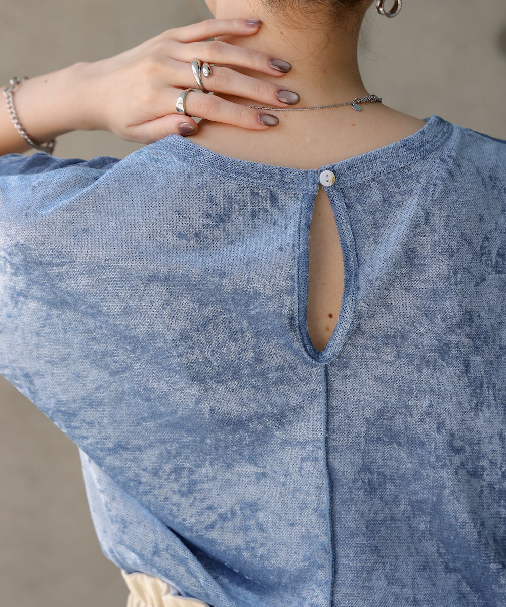 【新色追加】シアーベロアフレンチスリーブカットソー