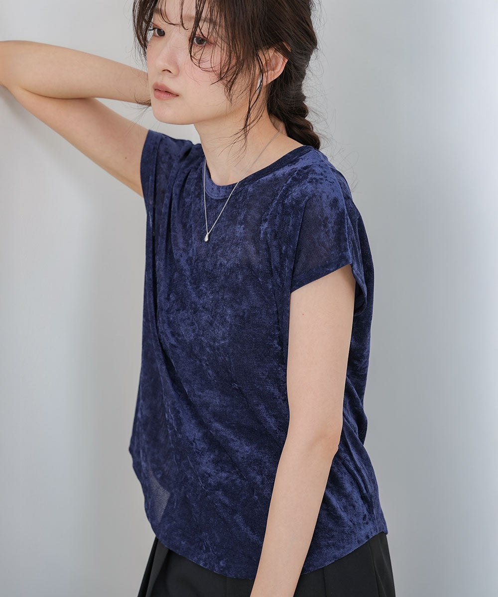 【新色追加】シアーベロアフレンチスリーブカットソー