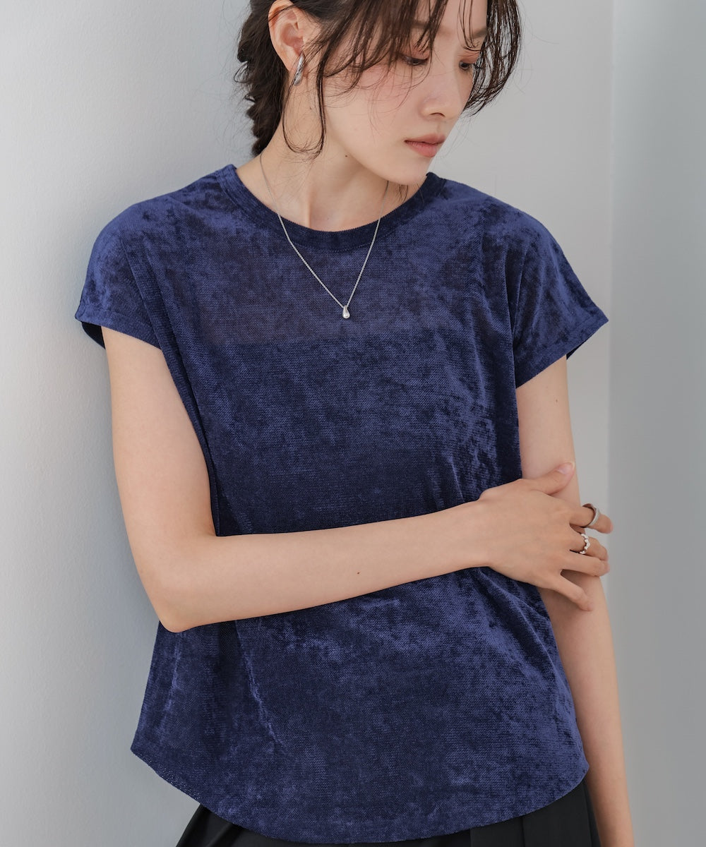 【新色追加】シアーベロアフレンチスリーブカットソー