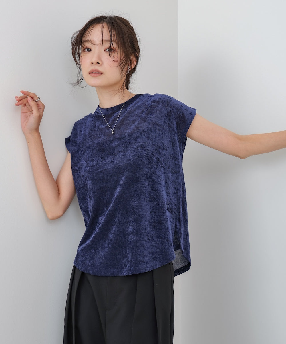 【新色追加】シアーベロアフレンチスリーブカットソー