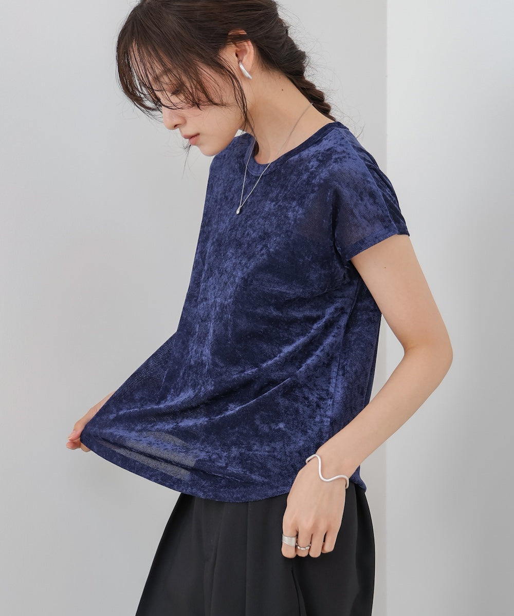 【新色追加】シアーベロアフレンチスリーブカットソー
