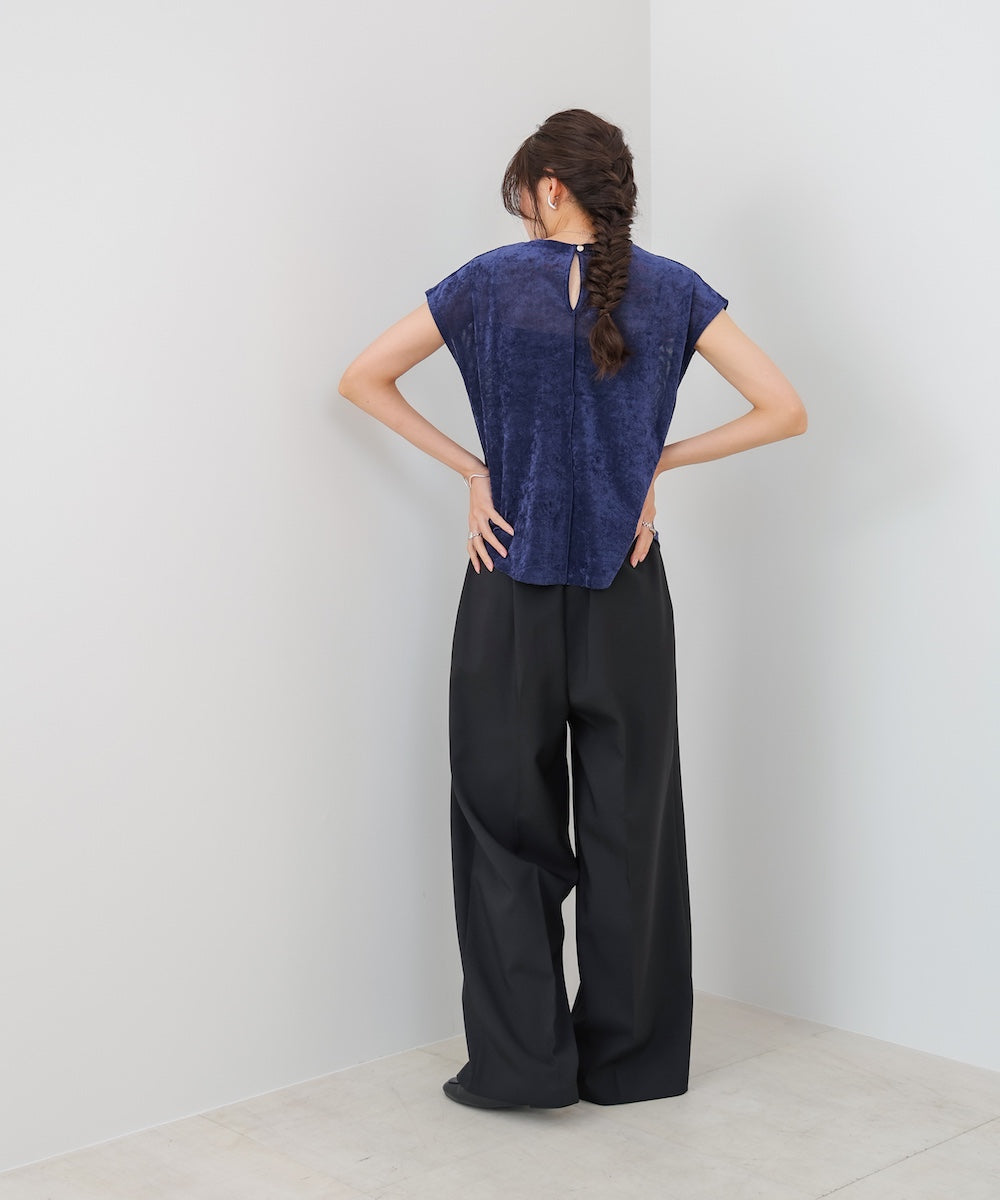 【新色追加】シアーベロアフレンチスリーブカットソー