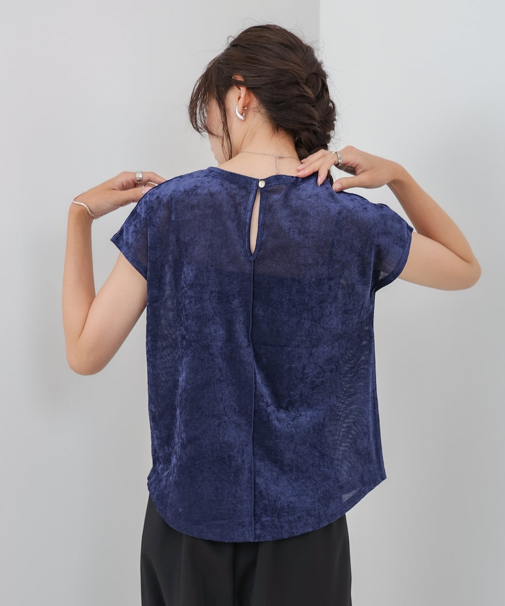 【新色追加】シアーベロアフレンチスリーブカットソー