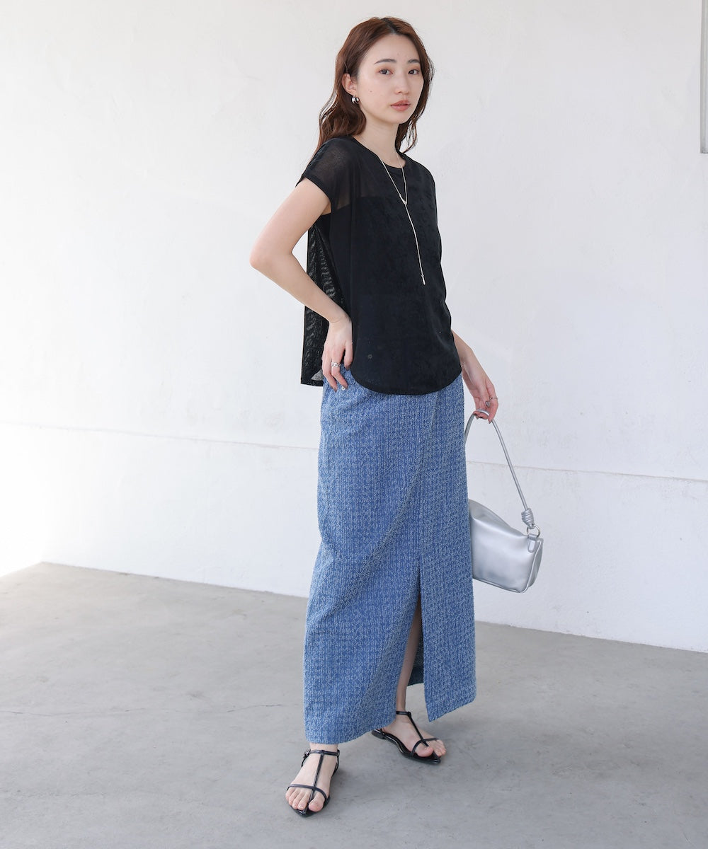 【新色追加】シアーベロアフレンチスリーブカットソー