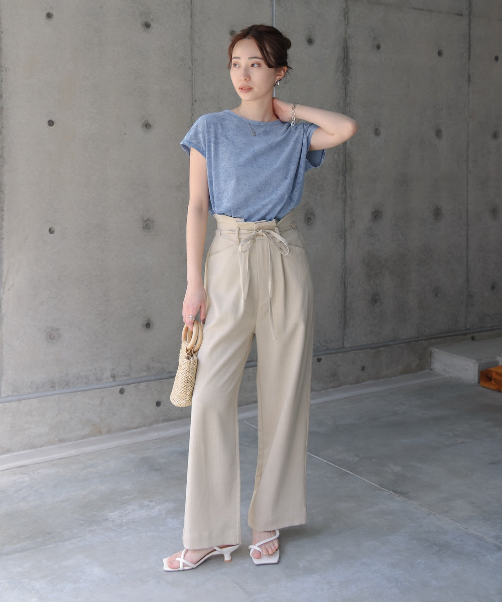 【新色追加】シアーベロアフレンチスリーブカットソー