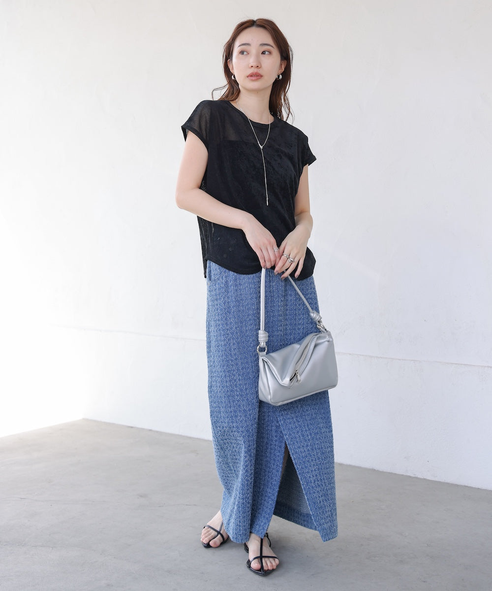 【新色追加】シアーベロアフレンチスリーブカットソー