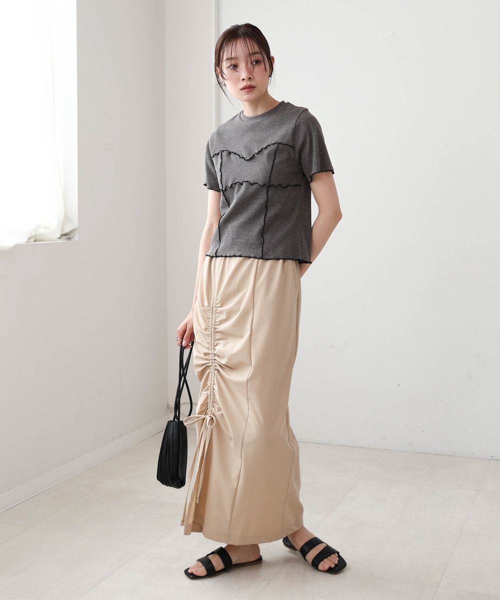 アシメドロストスリットタイトスカート